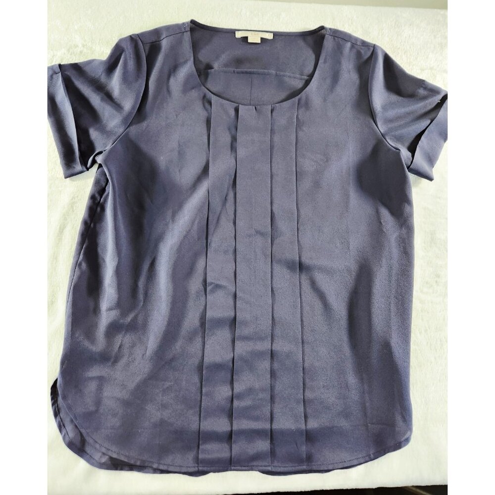 C & E Short Sleeve Polyestor Top - Navy Blue - SZ L